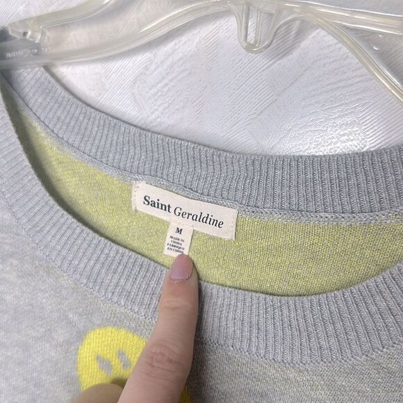 Anthropologie Gray and Yellow Smiley Face Blouse - Picture 7 of 9